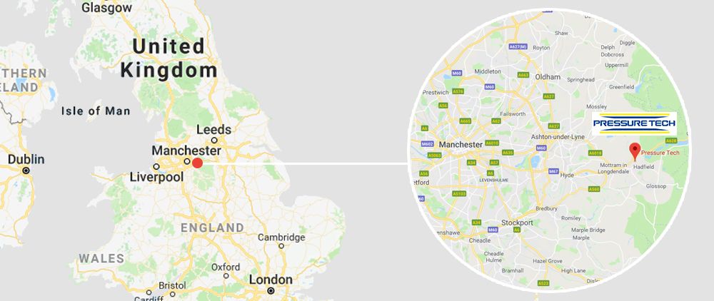 Pressure Tech est situé à Glossop, près de Manchester, au Royaume-Uni.