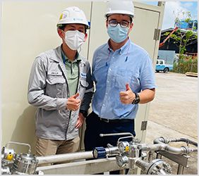 Pressure Tech Sales Manager for SE Asia and China, Walter Koh, conducts site visit to remedy customer application issue.