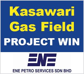 ENE Petro Logo with 'Kasawari Gas Field Project Win' text