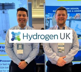 Lemar and Jordon on Pressure Tech's stand at Hydrogen UK