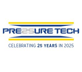 Pressure Tech 25th anniversary special edition logo featuring the number 25 integrated into the company name with a silver accent