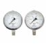 Two Pressure Tech 63mm dual scale gauges in stainless steel with 1/4" NPTM connections,